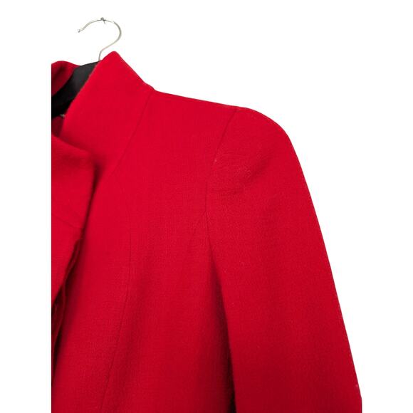 Alexander Mcqueen Red Wool Flounce Coat 38 - Picture 5 of 16